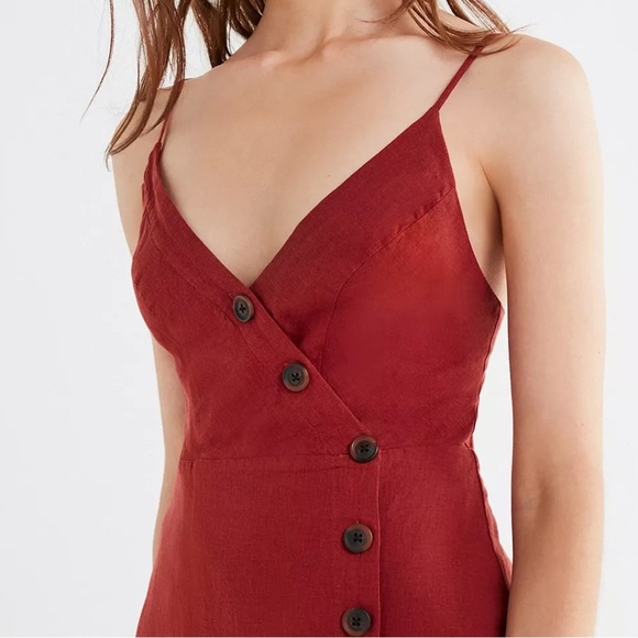 Urban Outfitters UO Amber Button-Down Linen Midi Dress Small - Picture 10 of 11